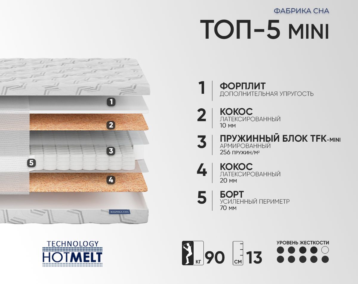 Матрас Фабрика сна Топ-5 MINI 70х180