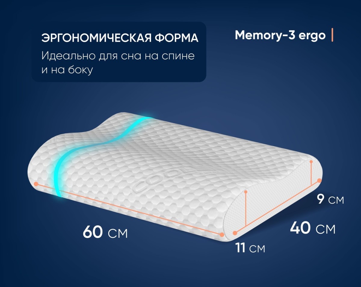 Анатомическая подушка Фабрика сна Memory-3 ergo